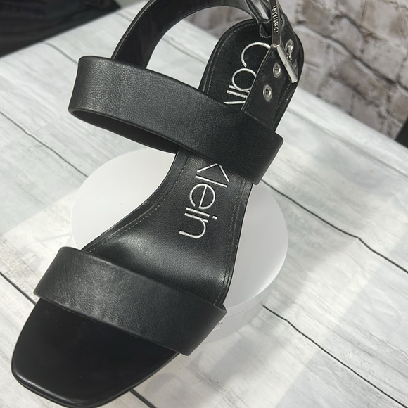 Calvin Klein Black Leather Heeled Sandals Size 8M - Picture 12 of 12